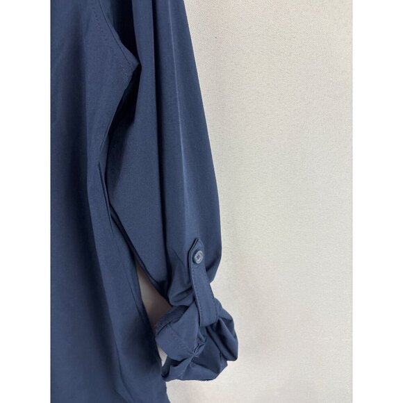 Eddie Bauer Womens Classic Fit Departure Shirt Size XS Long Sleeve Button-Up Nav - Picture 8 of 10